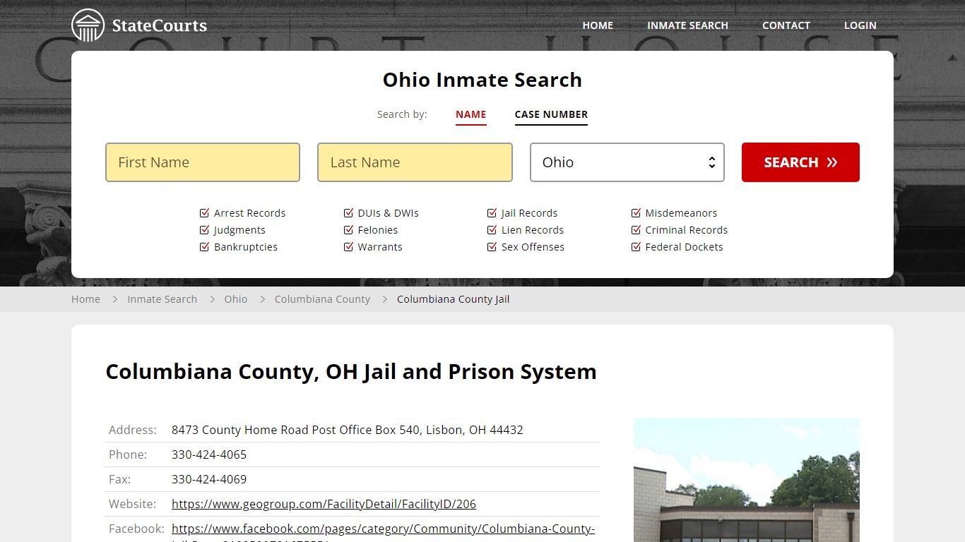 Columbiana County Jail Inmate Records Search, Ohio - StateCourts