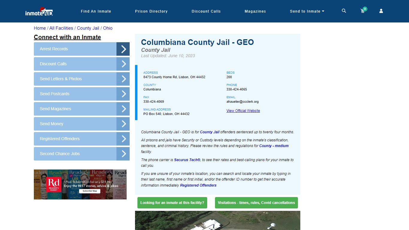 Columbiana County Jail - GEO - Inmate Locator - Lisbon, OH